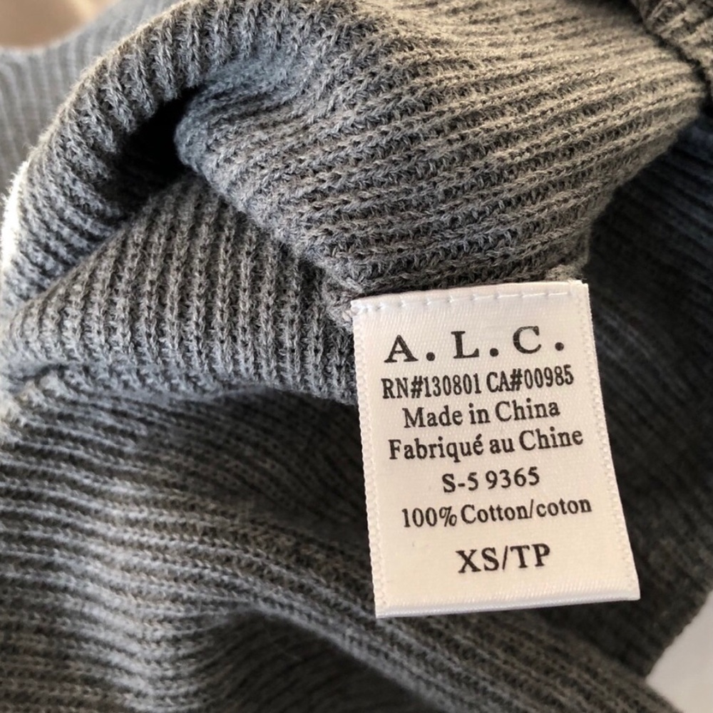 A.L.C. Grey Ribbed Open Back Sweater - Picture 8 of 9